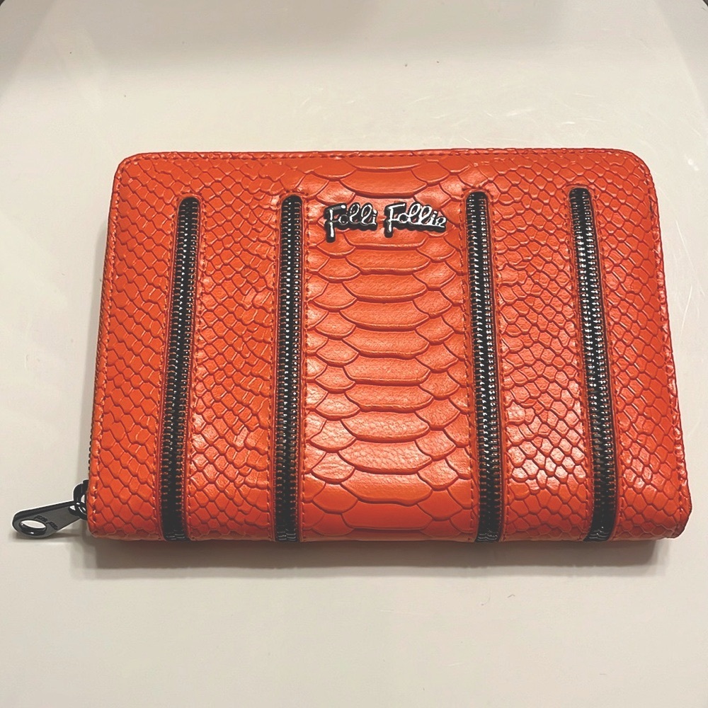 Folli Follie Orange Zipper Clutch